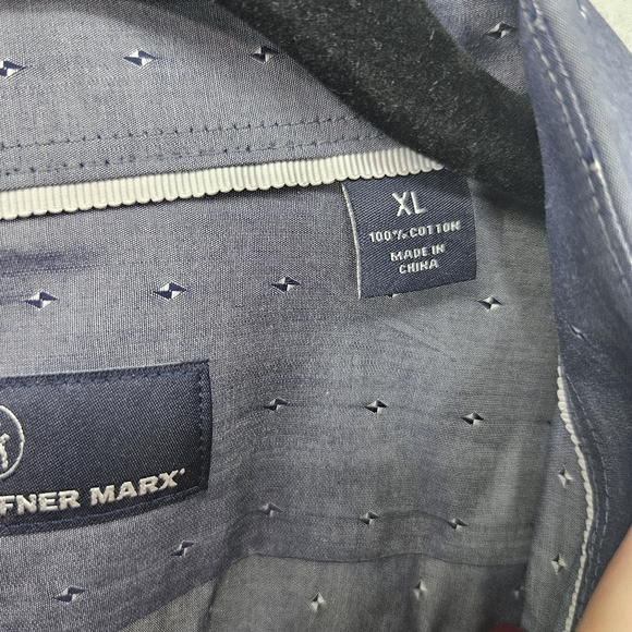 Hart Schaffner Marx Blue Patterned Men's Button Up Shirt Size XL 100%‎ Cotton - Picture 4 of 6